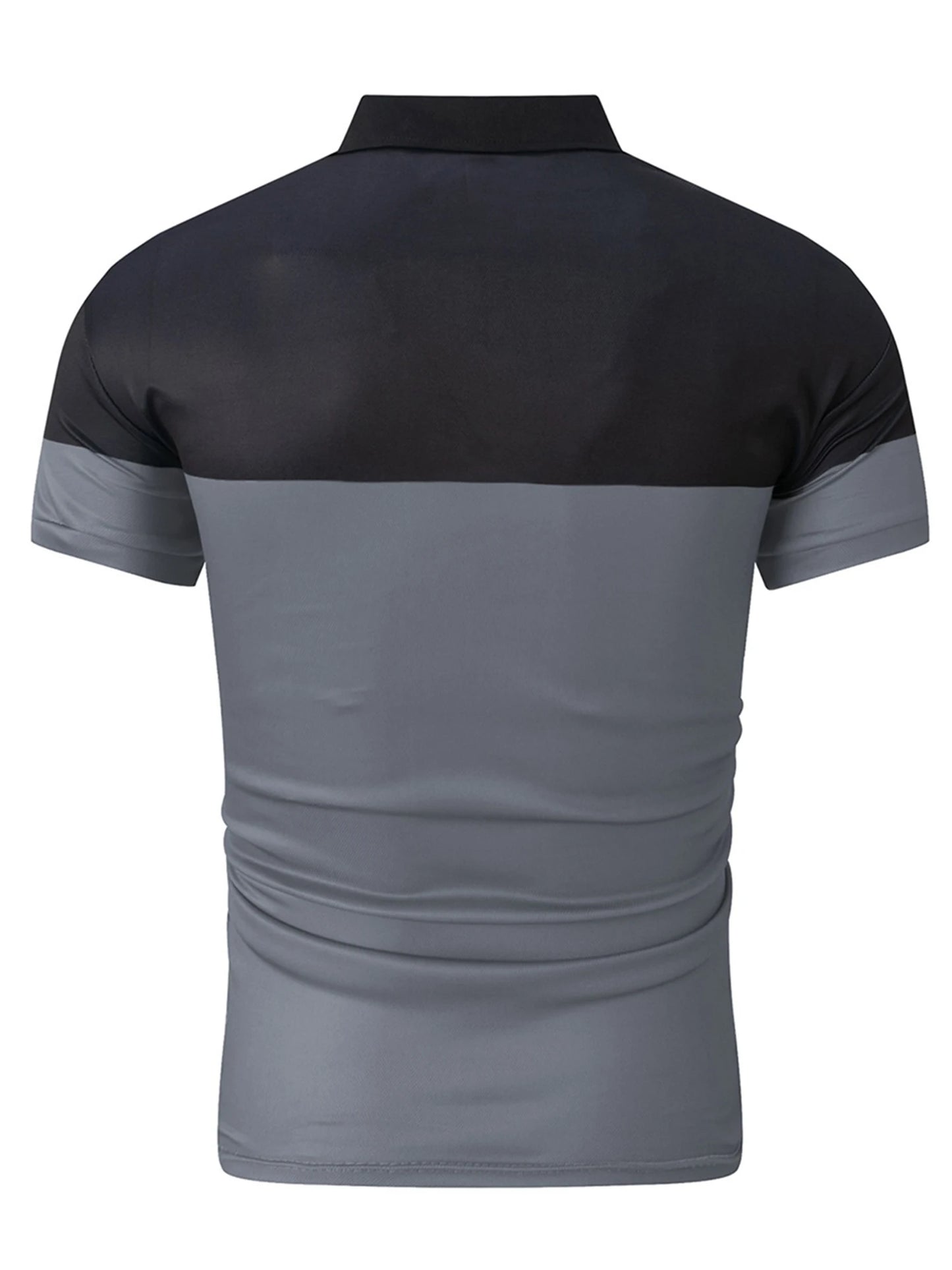 Casual Men s V Neck T-Shirt with Button Lapel and Stylish Contrast Color Design Perfect for Summer Outfits