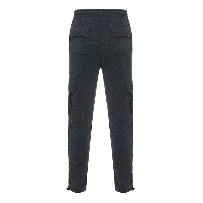 Men’s Loose Cargo Pants Casual Drawstring Elastic Waist Wide Leg Athletic Sweatpants Outdoor Trousers