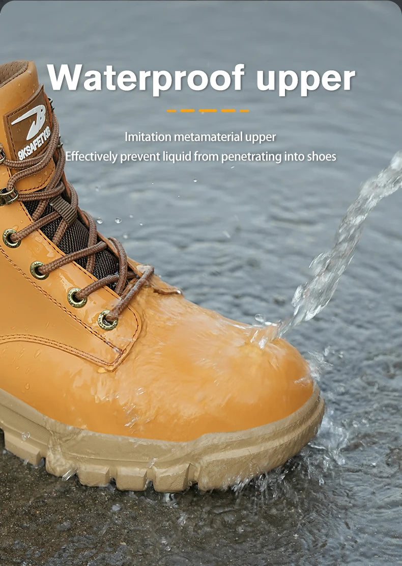 High-top PU anti-smash anti-puncture breathable safety shoes