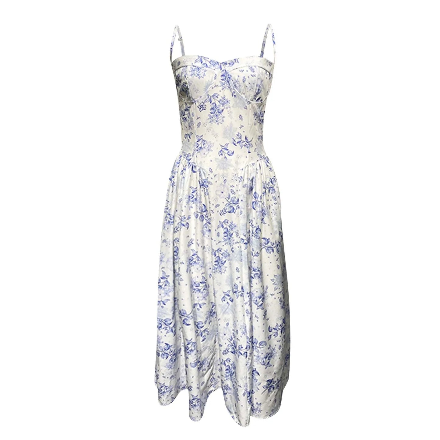 Women's Fashionable Solid Color Floral Retro Court  Dopamine Suspender Pocket Dress