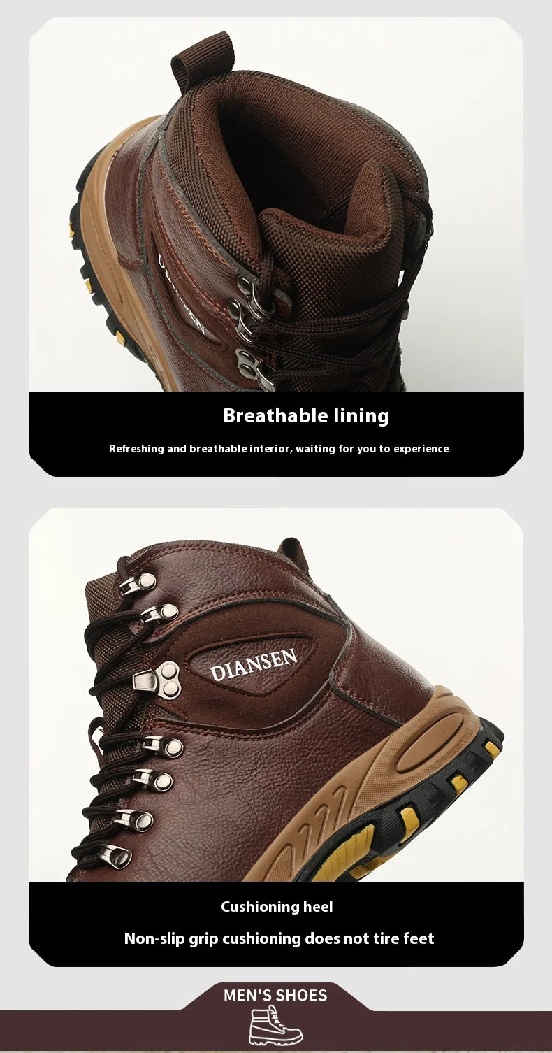 Waterproof Leather Indestructible Men Work Safety Boots Outdoor Military Boots Anti-smash Anti-puncture Industrial Shoes Male