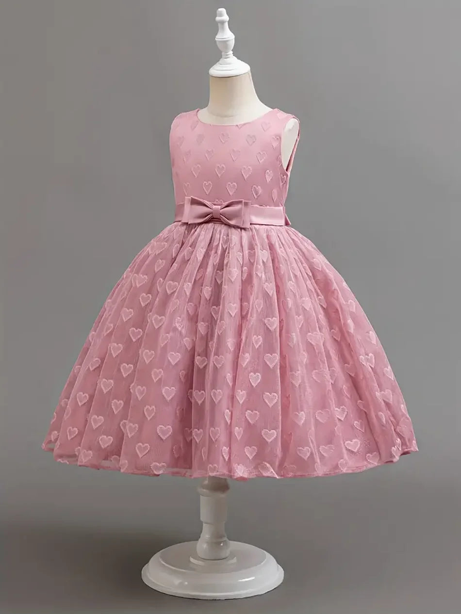 Girls Party Dresses Summer Luxury Elegant Bow Princess Dress Kids Baptism Lace Wedding Vest Birthday Evening Clothes 2-7 Year