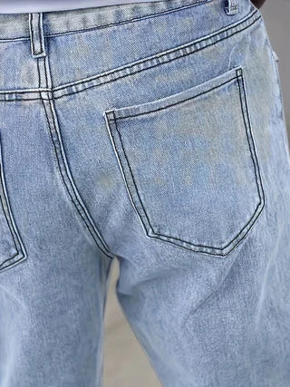 Men's stylish washed denim pants