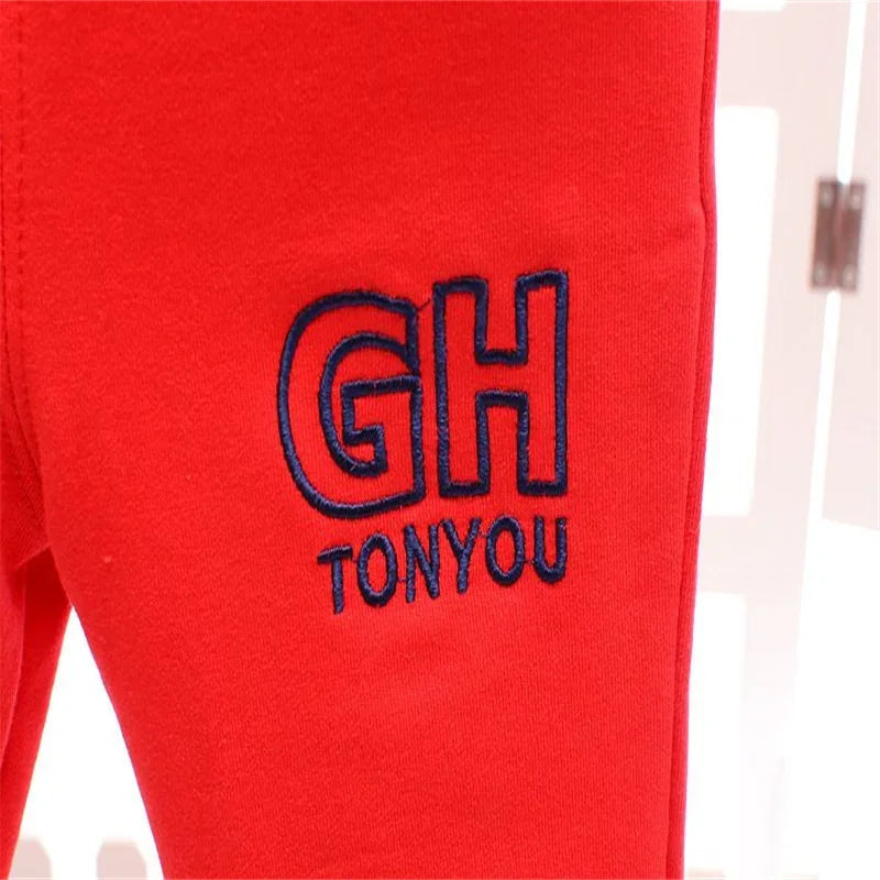 Autumn toddler boy 5th coat loose suit printed cotton long sleeve+printed V-neck letter zipper coat+casual sweatpants 3Pcs suit