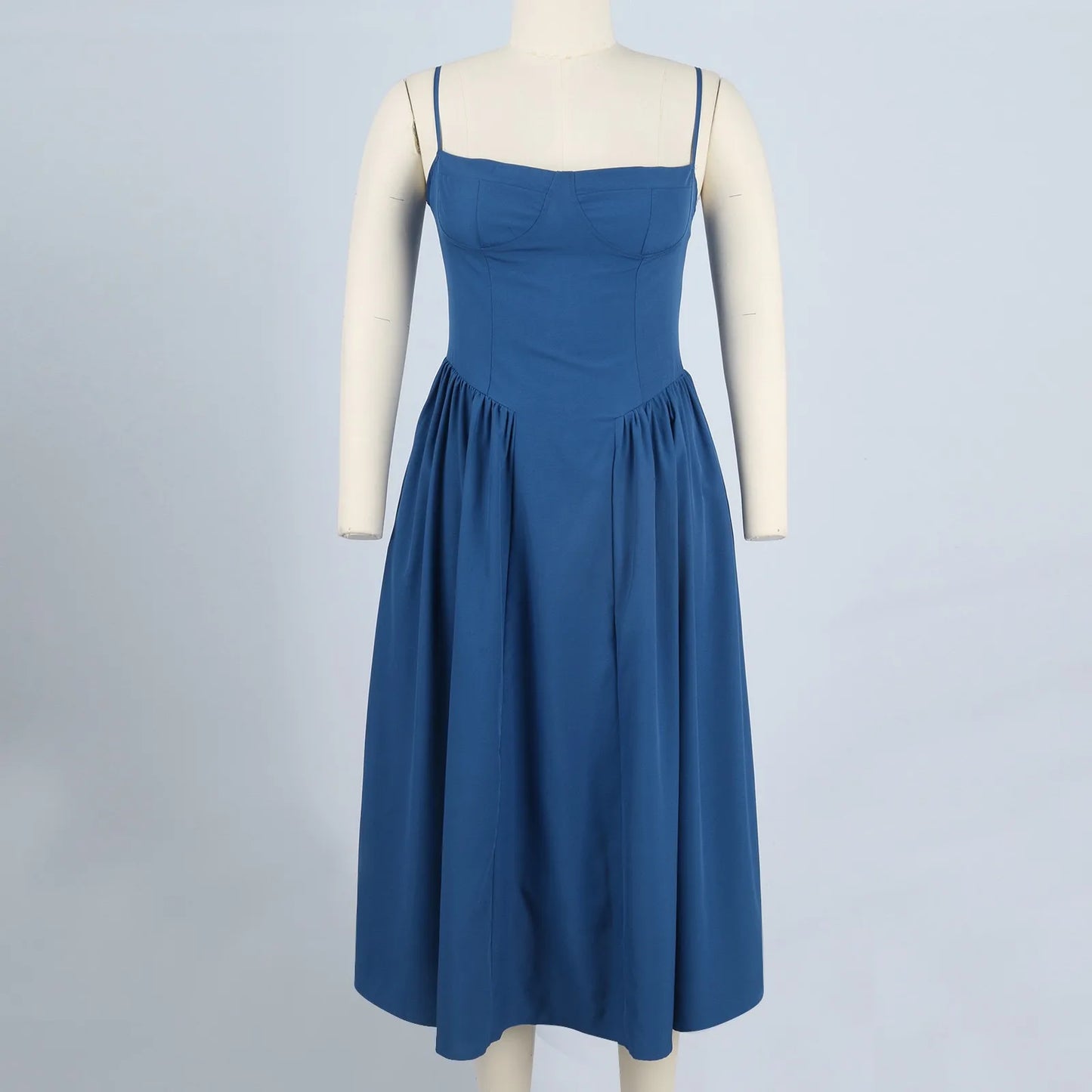 Women's Fashionable Solid Color Floral Retro Court  Dopamine Suspender Pocket Dress