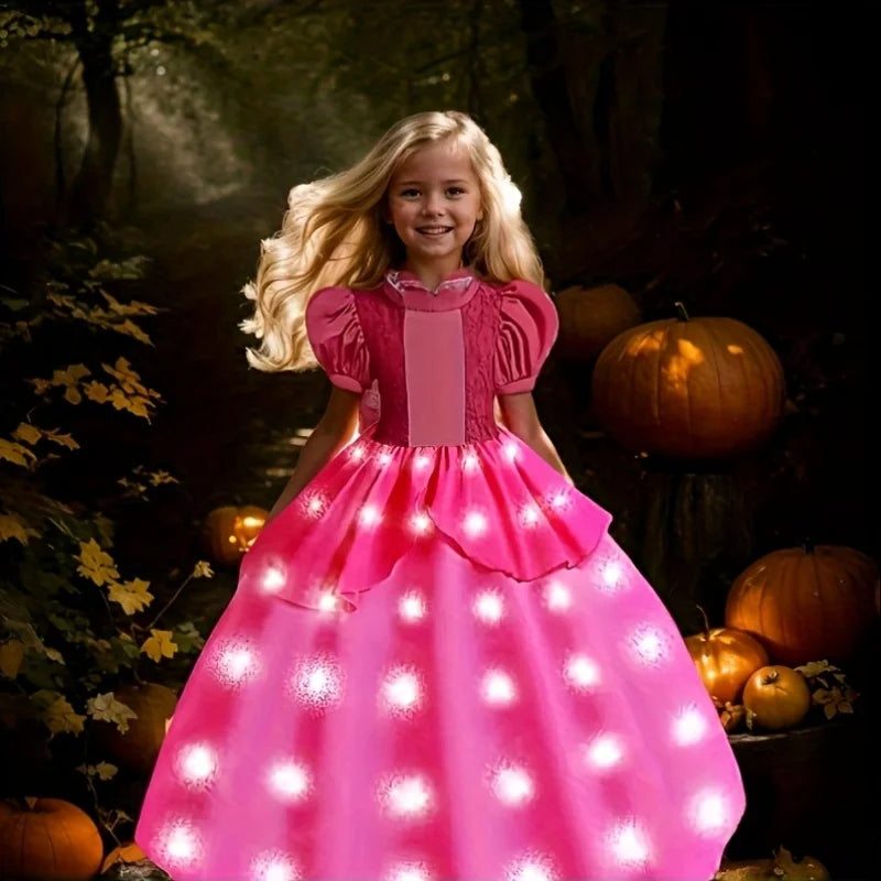 Girl Elsa Role Playing Dress Light up Kid Halloween Frozen Carnival Apparel Girls Birthday Cosplay Princess Glowing Dress