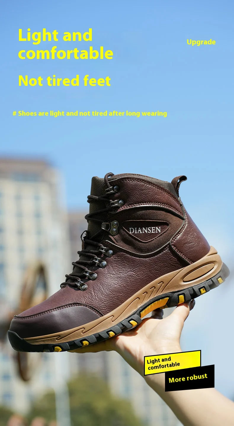 Waterproof Leather Indestructible Men Work Safety Boots Outdoor Military Boots Anti-smash Anti-puncture Industrial Shoes Male