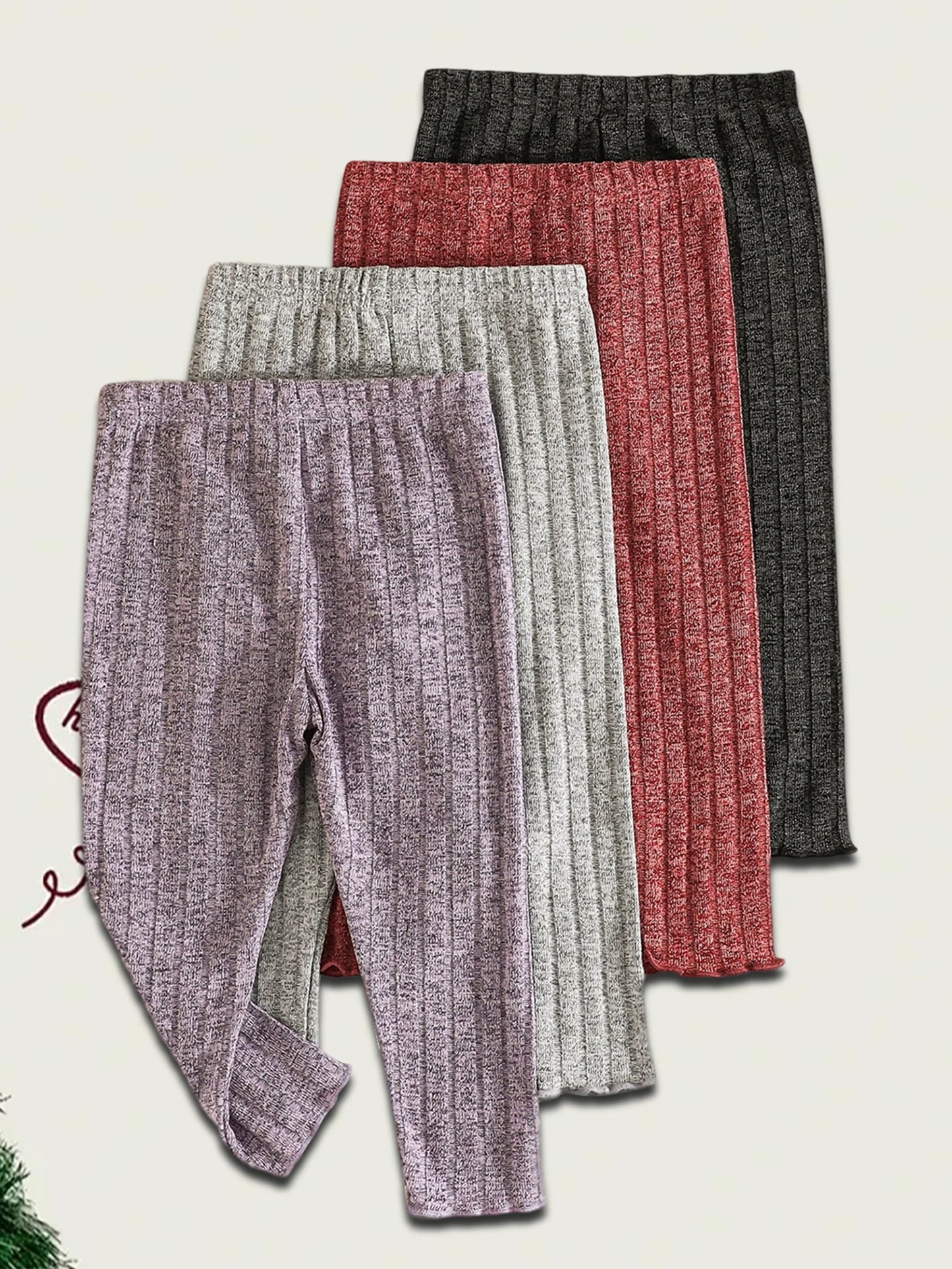 Stylish Infant Girls Knit Leggings Soft Elastic Waistband Stretchy Solid Color Pants for Comfortable Wear